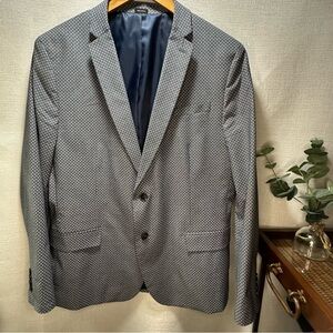 JF J.Ferrar Slim Fit Stretch Sport Coat 48R Blue/Gray Patterned